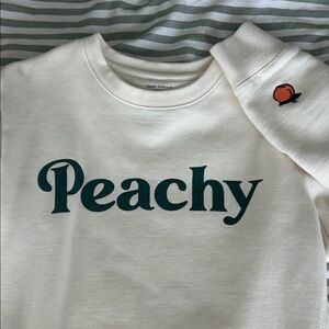 Peachy Crewneck Sweatshirt - Cream with Green Logo